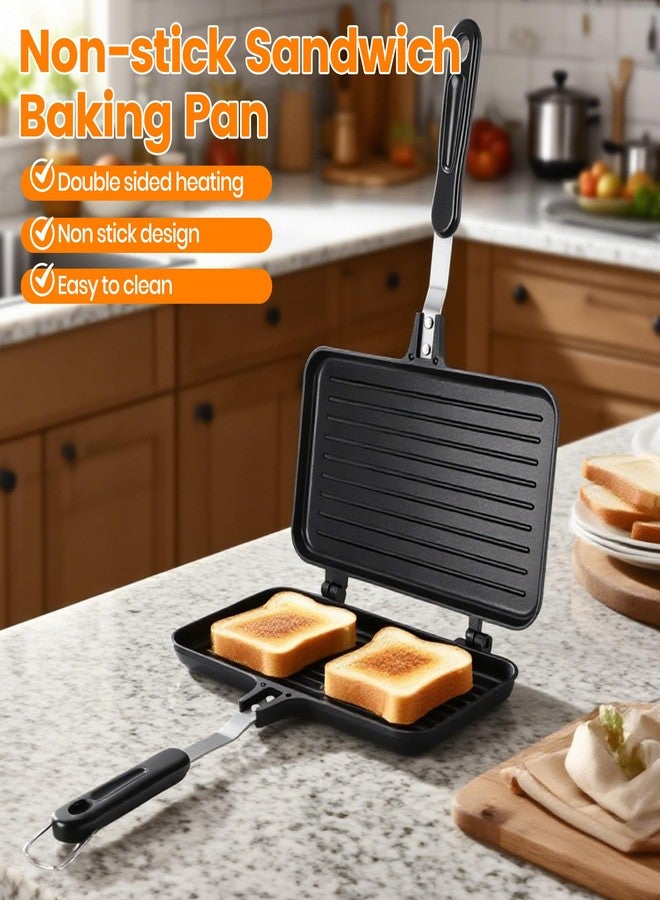 MEKOTRIN Double Sided Frying Pan, Grill Pan Non Stick, Aluminum Alloy Baking Tray, Waffle Maker Multifunctional for Cake Baked Bread Slices Snack Breakfast - Image 3
